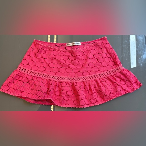 Robin Piccone Pink eyelet Mini swimsuit Coverup skirt resort summer size Small - Picture 1 of 6